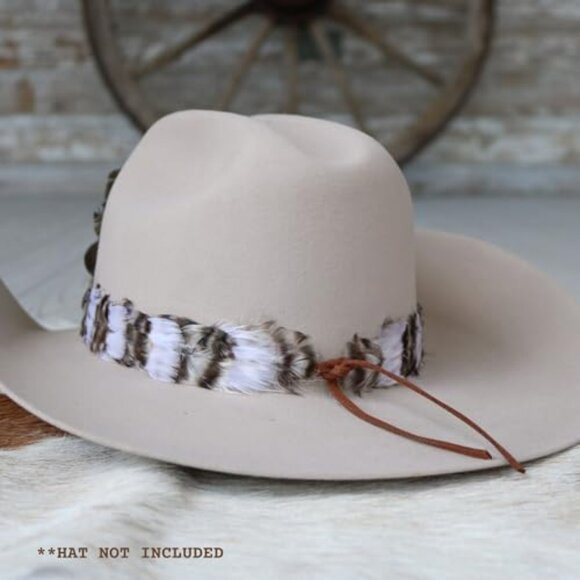 Feather Hat Band Adjustable Western Boho Chic Handmade Accessory Unisex main image 8